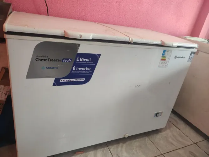 Freezer horizontal  metal frio   417 litros linha chest freezer tech inverter 