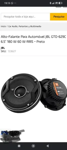 Alto Falante JBL GTO 629 6.5" 180W