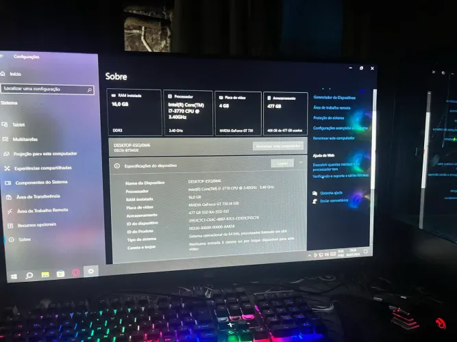 Pc Gamer Intel I7 3.4ghz Ssd 480gb 16gb 500w Placa de vídeo Geforce Gt 730 4gb