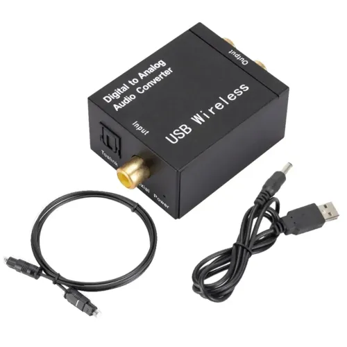 Conversor de Áudio Óptico Digital para Analógico RCA e P2 com Cabo Óptico Incluso