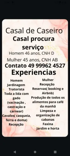 Procuramos serviço de caseiro