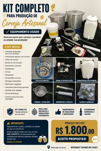 Kit Completo para Produção de Cerveja Artesanal - Usado