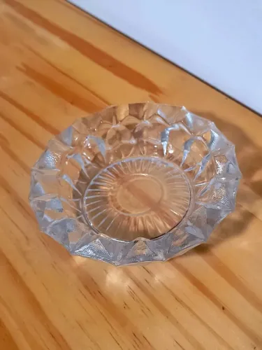 Cinzeiro em cristal francês translúcido antigo antiquario decoração vintage colecionador 