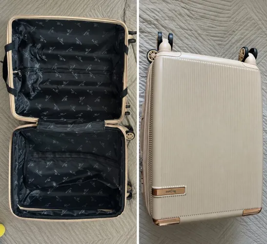 Mala de viagem Bo June rígida bege 4 rodinhas
