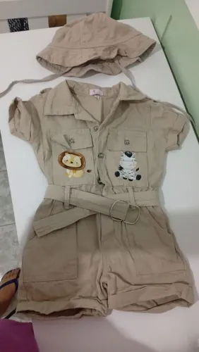 Roupa Safari Baby 1 ano + chapéu 