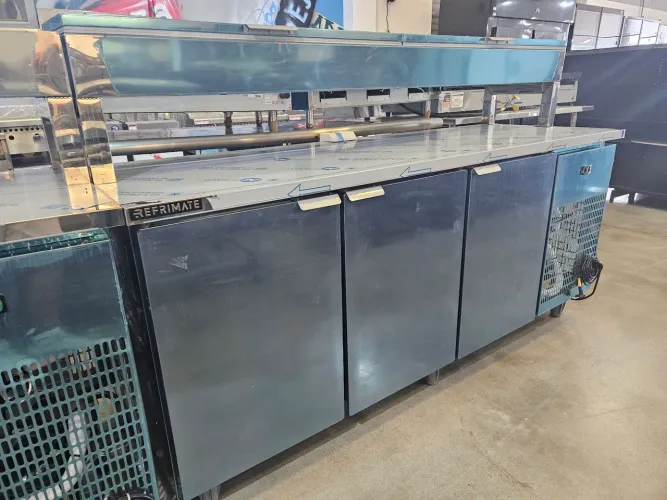 balcão refrigerado de inox 2 metros com condimenteira - a pronta entrega
