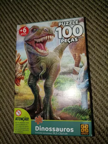 Quebra cabeça com 100 peças - Dinossauros.