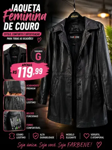 Jaqueta couro legítimo feminina