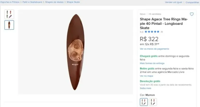 Shape - Agacê Tree Rings Maple 40 Pintail Tam (CxL) 101x23cm