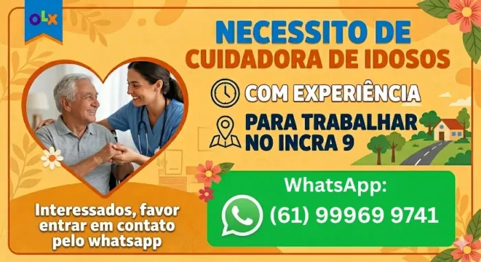 Cuidadora de Idosos com experiência para INCRA 9-Ceilândia