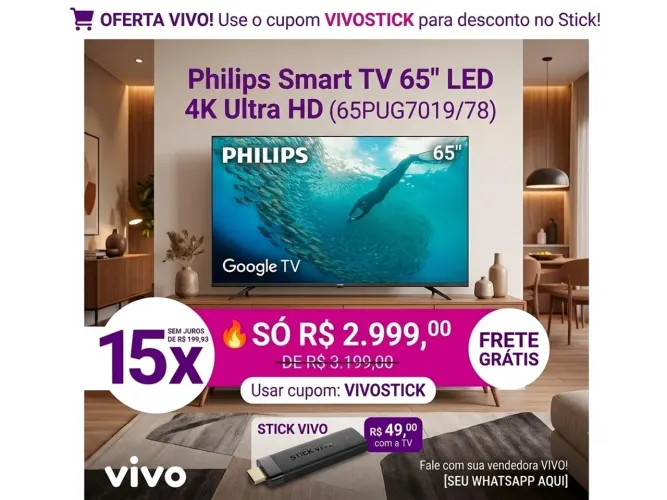 Tv Philips 65 polegadas
