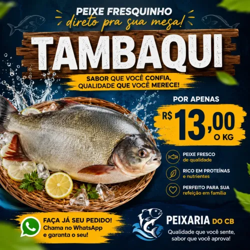Tambaqui fresquinho por 13,00 o kg