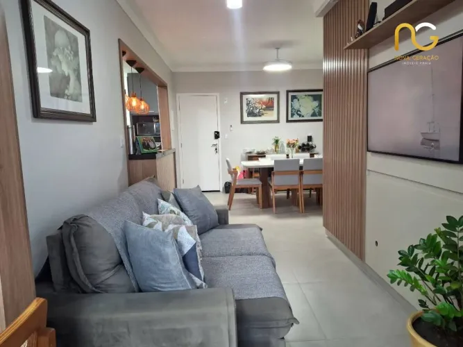 Apartamento com vista mar, 2 dorms, mobiliado na Vila Mirim/PG
