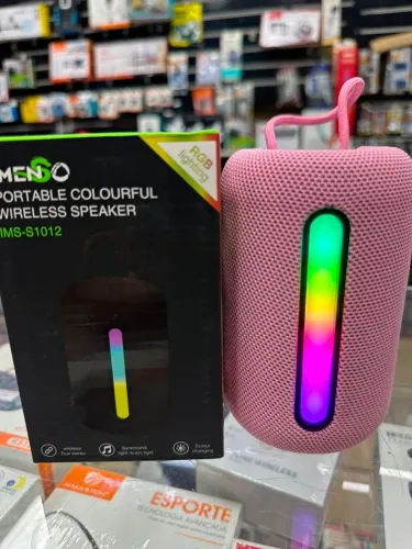 Caixinha de som potente completa Bluetooth Rádio Pendrive recarregável bivolt rosa