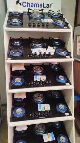 COOKTOP CHAMA LAR PREMIUM 5 BOCAS TRIPLA CHAMA PRETO