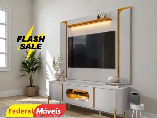 Painel de TV e Rack com LED Lindo - Chama no WhatsApp