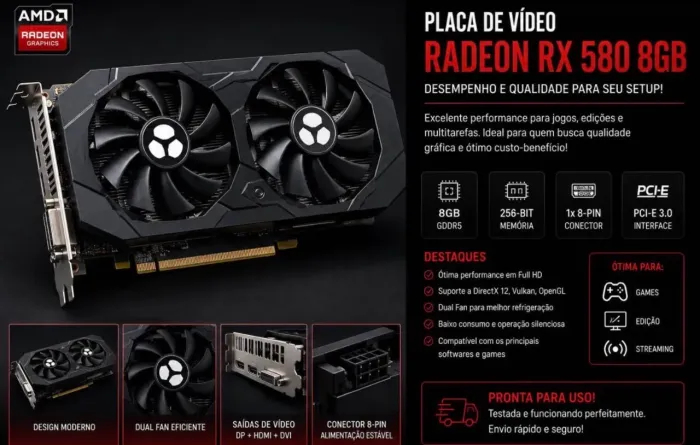 Placa de videoRx 580 6Gb