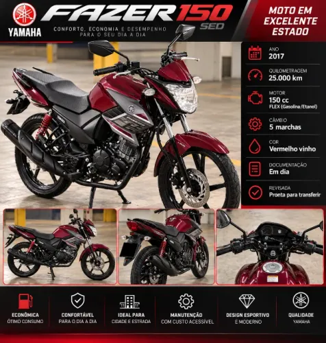 Yamaha Fazer 150 2017 - Apenas 25.000 km