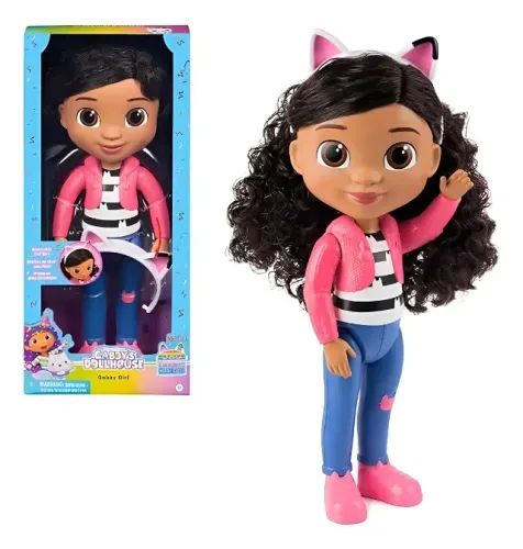 Boneca da Gabby Dollhouse da Sunny 33cm cabelo realista para pentear e tiara de gato