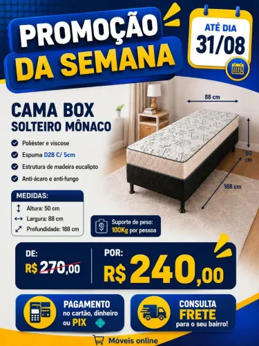 Cama Box solteiro Mônaco