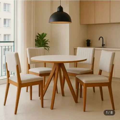 Conjunto jantar mesa Dallas redonda 90 cm