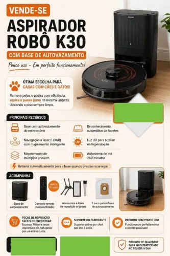 Robô Aspirador K30 - Completo com base