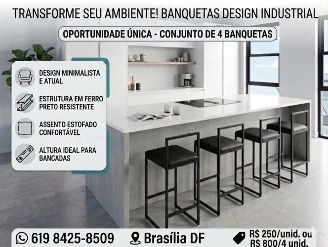 - BANQUETAS INDUSTRIAIS MODERNAS - ELEGÂNCIA E RESISTÊNCIA
