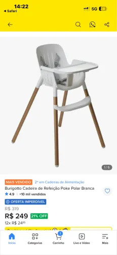 cadeira alta para alimentação
