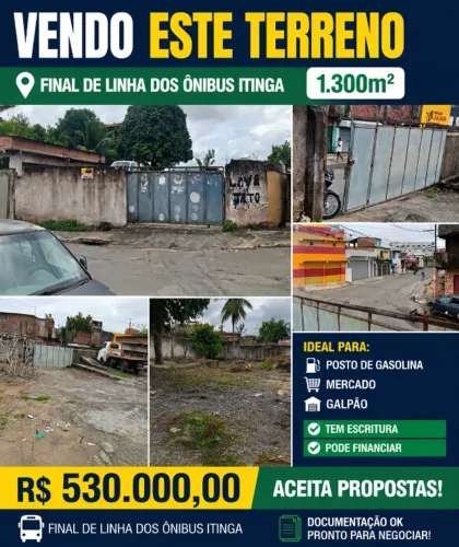 Vendo terreno final de linha dos ônibus Itinga 1.300mt2 (SA-LE)