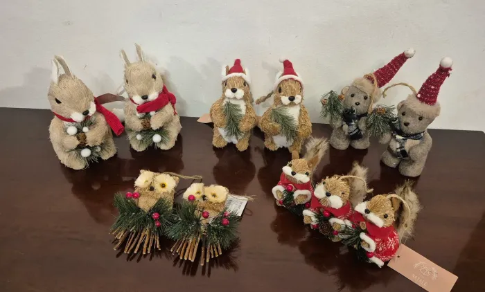 Enfeite Decorativo Natal Palha Esquilo Coruja Urso