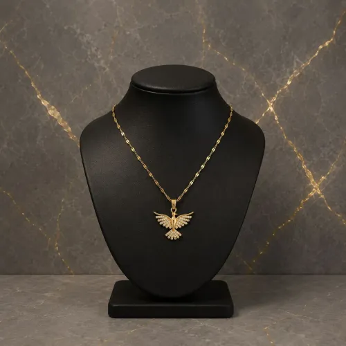 Colar Luxuoso De Aço Inoxidável Phoenix Pingente Design Elegante Para Mulheres 1 Peça