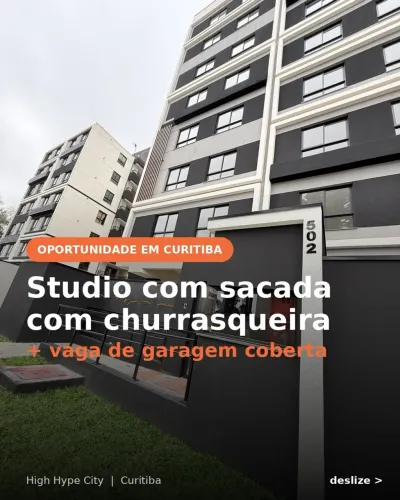 Tórro Studio com sacada, churrasqueira e vaga | High City dir proprietário
