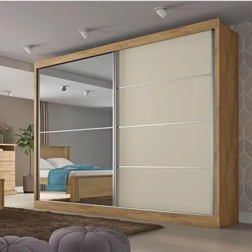 Roupeiro Bianca Plus 100% MDF 1 Porta com Espelho Amêndoa!! Rf75118m
