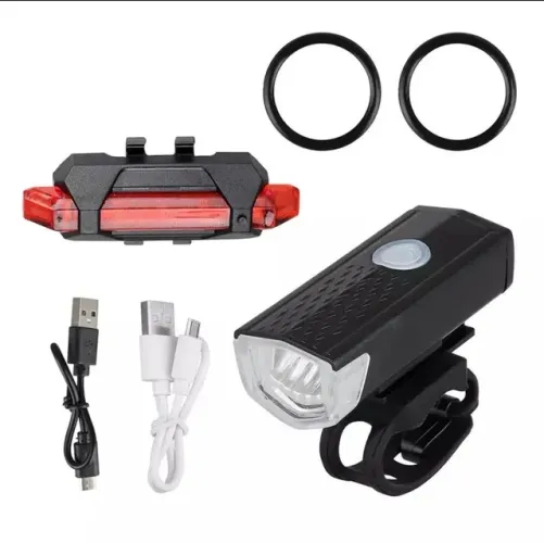 Kit lanterna recarregável USB para bike