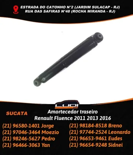 Amortecedor traseiro Renault Fluence 2011 2013 2016