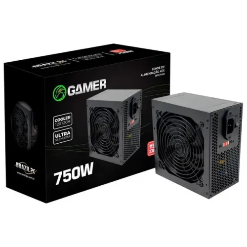 fonte gamer de alimentação para pc 750w preta 115v 230v produto novo