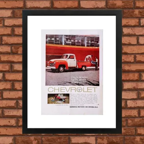 Pickup Chevrolet Brasil 3100 - Quadro decorativo com propaganda original de revista