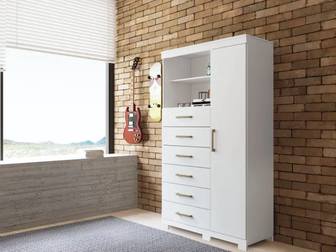 MULTICÔMODA 6 GAVETAS 1 PORTA 2 NICHOS - ENTREGA E MONTAGEM GRÁTIS