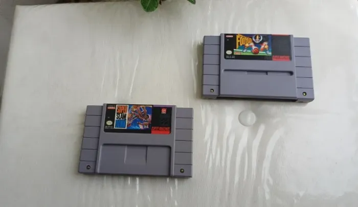 Lote 2 Cartuchos Snes Super Slam Dunk Super Play Action
