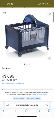 Berço Portátil Azul