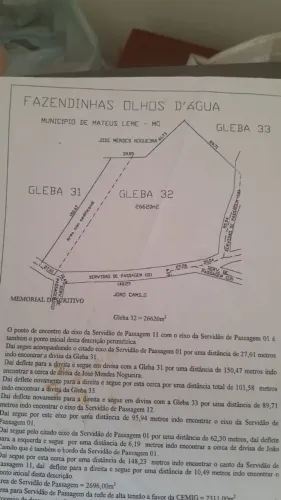 Terreno rural região dos olhos daquas mateus leme