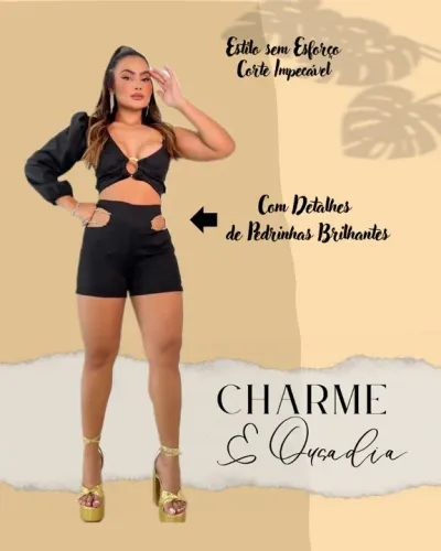 Conjunto Short e Cropped Alfaiataria Veste 38 ao 40 Novo