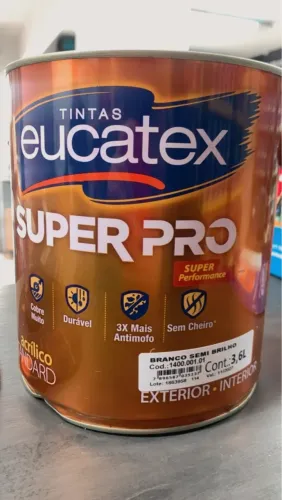 Tinta Acrílica Eucatex Super Pro 3,6L - Branco Semi Brilho