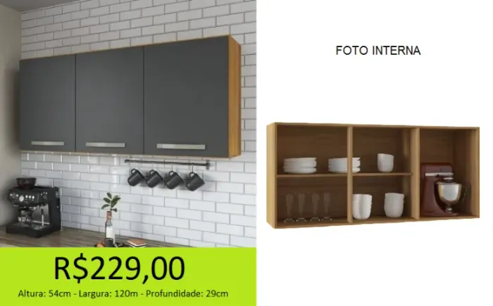 Armário 1,20m com espaço interno excelernte