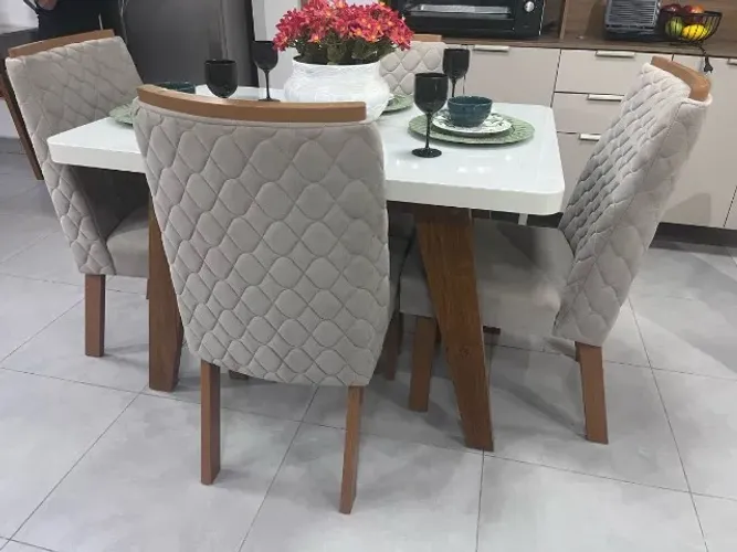 Mesa de Jantar com 4 Cadeiras Flor 120x80cm DIVIDIMOS EM ATE 10 X SEM JUROS 