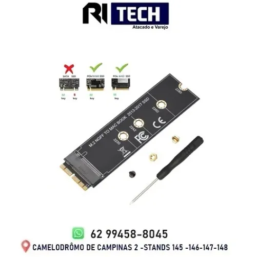 Conversor Adaptador Ssd Nvme M.2 para Apple MacBook 2013 a 2017