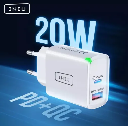 Carregador Rápido 20W INIU PD+QC para Celular