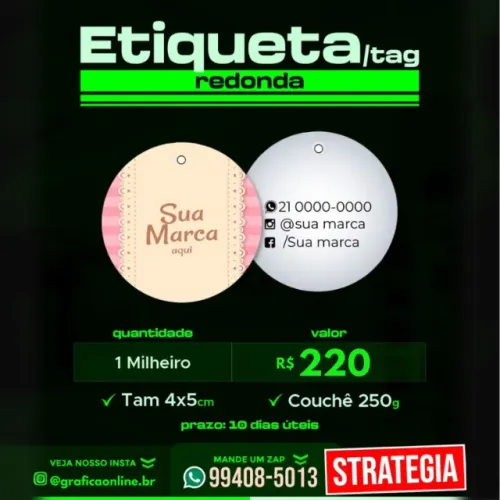Etiqueta Tag Corte Especial: Oval, Redonda e Folha - Personalizada para Loja de Roupas