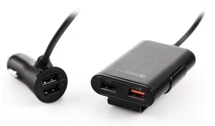 Carregador Veicular Turbo 36w 4 Saídas Usb Cabo 1.8 Metros Preto