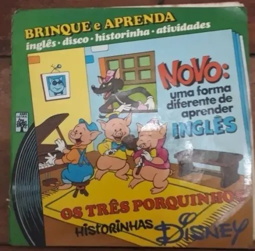 Livrinho Infantil Os Três Porquinhos + Vinil Compacto